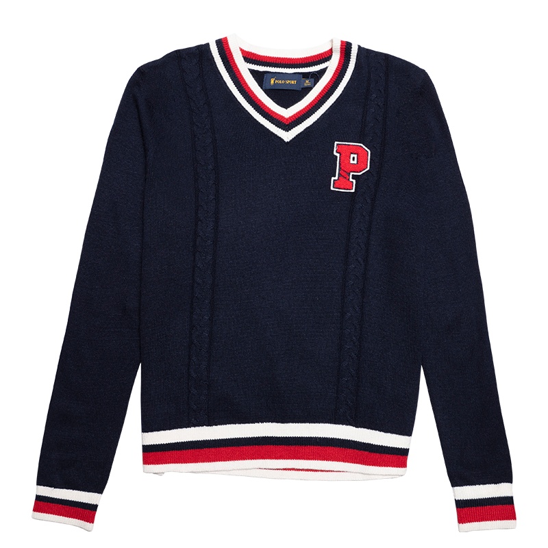 polo sport女士针织衫秋冬新款V领毛衣韩版时尚休闲百搭G3H658132