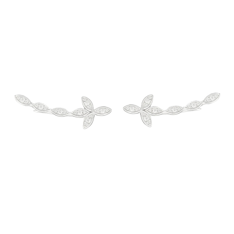 apm MONACO花朵耳环耳挂女士 时尚设计感耳扣925银耳饰法式饰品欧美风格AE11937OX