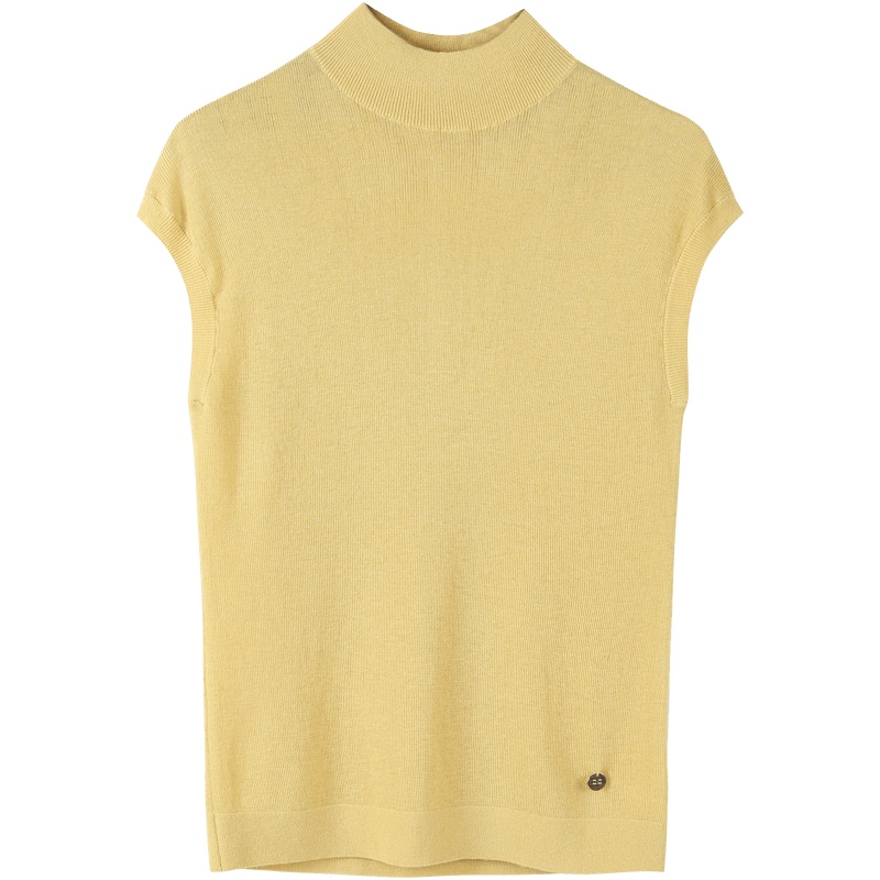 恒源祥羊毛针织衫短袖女夏纯色修身套头毛衣2020春季新款打底