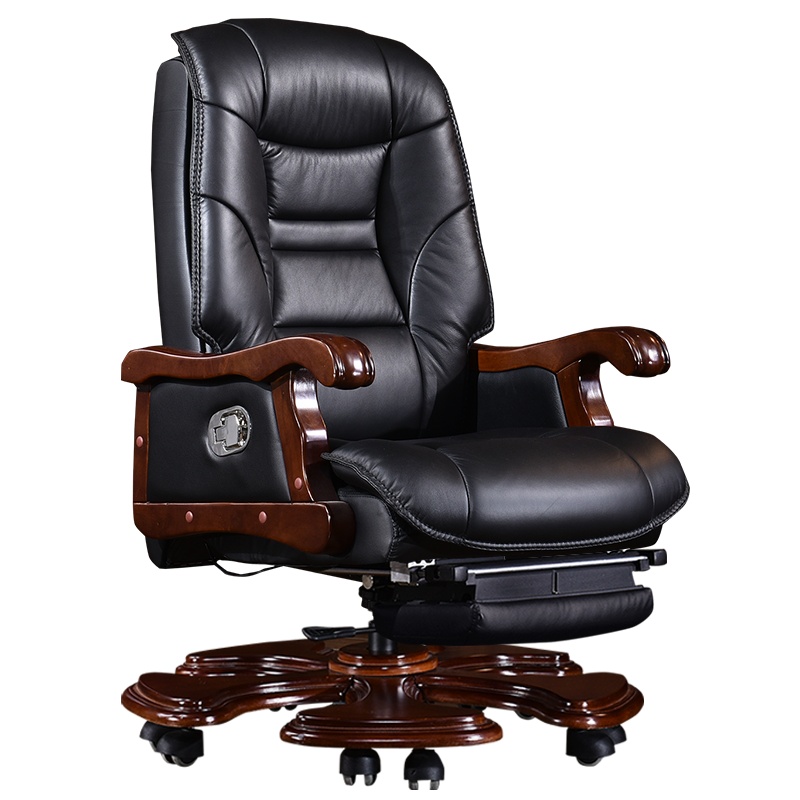 全简老板椅真皮大班椅电脑椅家用带按摩升降转椅美式办公椅可躺椅子