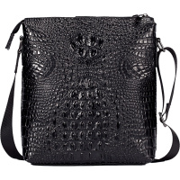 柒牌SEVEN男士头层牛皮鳄鱼纹斜跨包休闲复古商务单肩包真皮男公文包