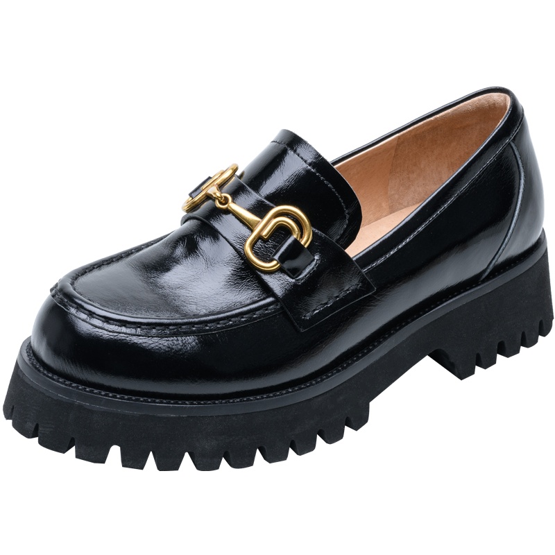 百田森乐福鞋女2021春新款厚底增高女单鞋真皮英伦风日系jk制服鞋