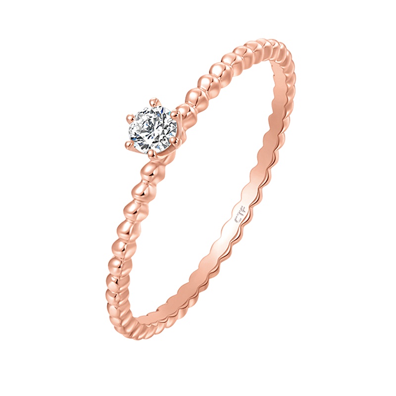 周大福小心意系列18K金钻石戒指 钻戒U164157