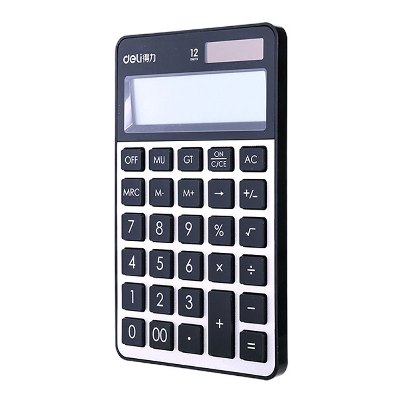 得力 1576A 大屏计算器 便携办公学生计算机12位太阳能双电源多功能计算器