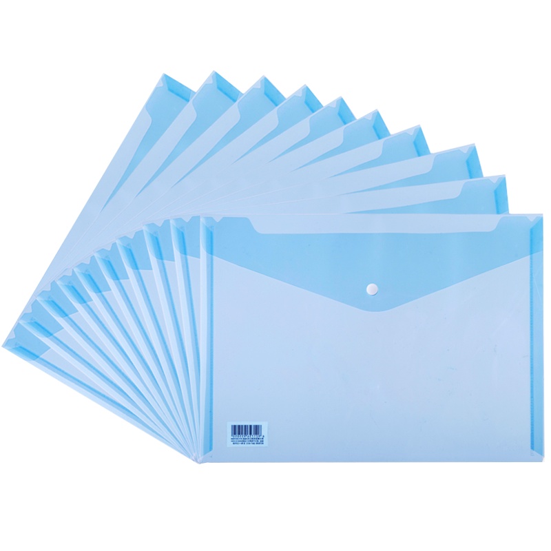 得力(deli)5505 文件套/文件袋 A4纸文件袋 透明资料袋 10个装按钮扣袋