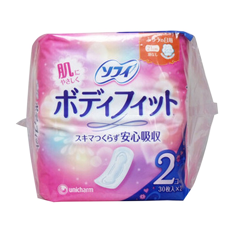 2包 | unicharm 尤妮佳 贴身干爽日用 透气 卫生巾 210mm*30片/包 苏菲