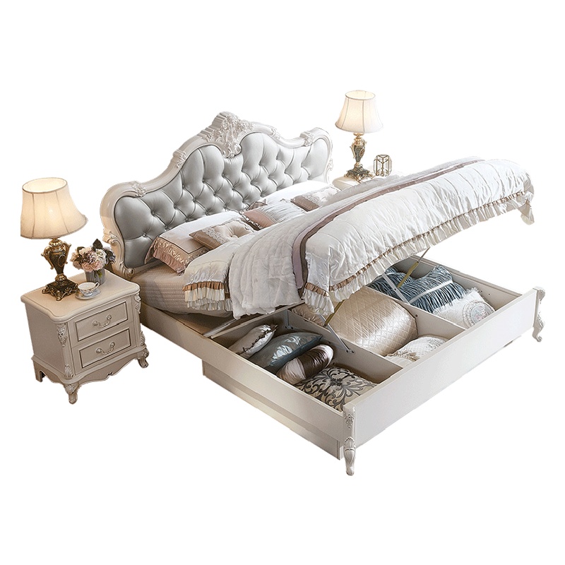 林氏木业欧式公主床1.8米奢华双人床结婚床主卧室成套家具KA627H