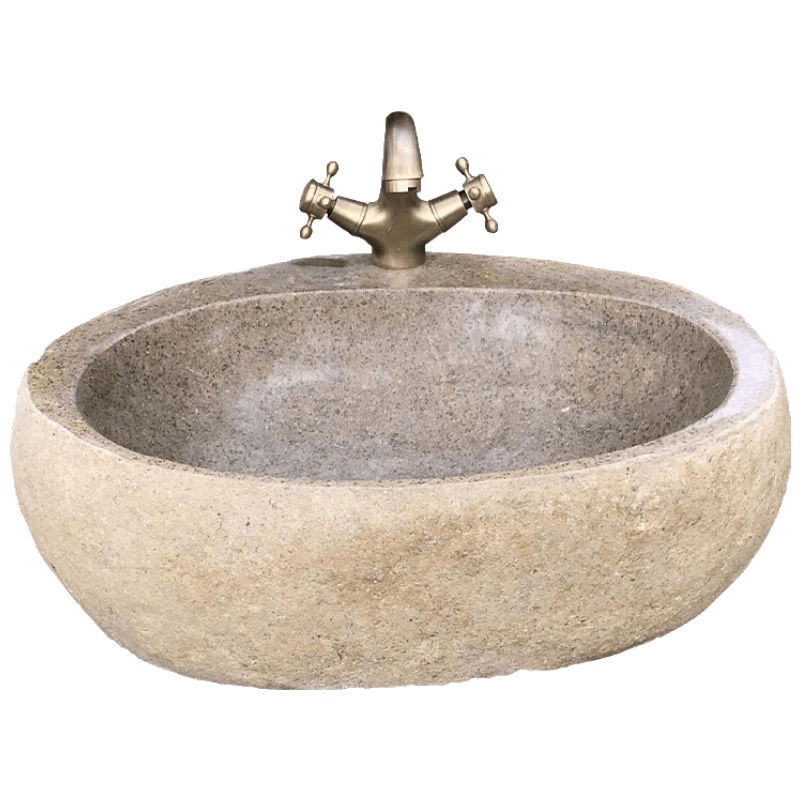 家装节 时尚卫浴 原石艺术洗手盆庭院天然石头洗脸盆户外花园水池鹅卵石洗手台仿古 放心购安心抵