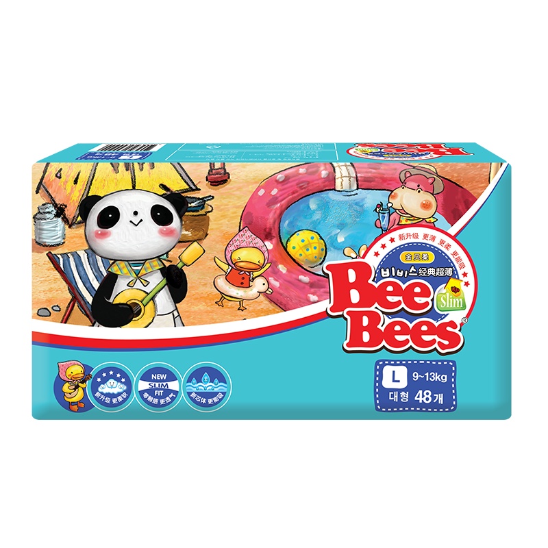 [韩国金贝柔纸尿裤]BeeBees经典超薄透气婴儿干爽宝宝尿不湿L码