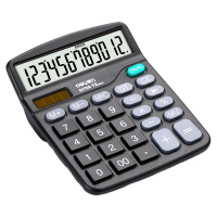 得力 双电源桌面办公计算器 12位大屏幕计算机 837ES 3个装