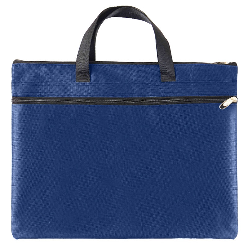 递乐1403 手提文件袋手提袋帆布公文包帆布办公用品双层商务会议资料袋事务包 蓝色