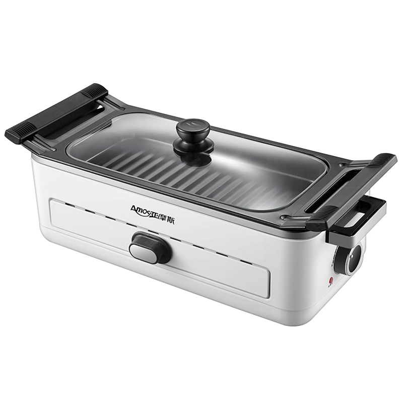 亚摩斯((AMOS))电烤盘KL08A家用烤肉盘电烤盘少烟电烤炉烤肉机韩式多功能锅