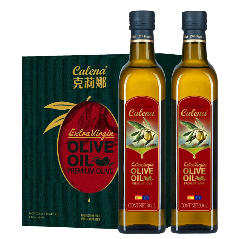 克莉娜特级初榨橄榄油500ml*2礼盒 橄榄油植物油 凉拌炒菜烹饪食用油