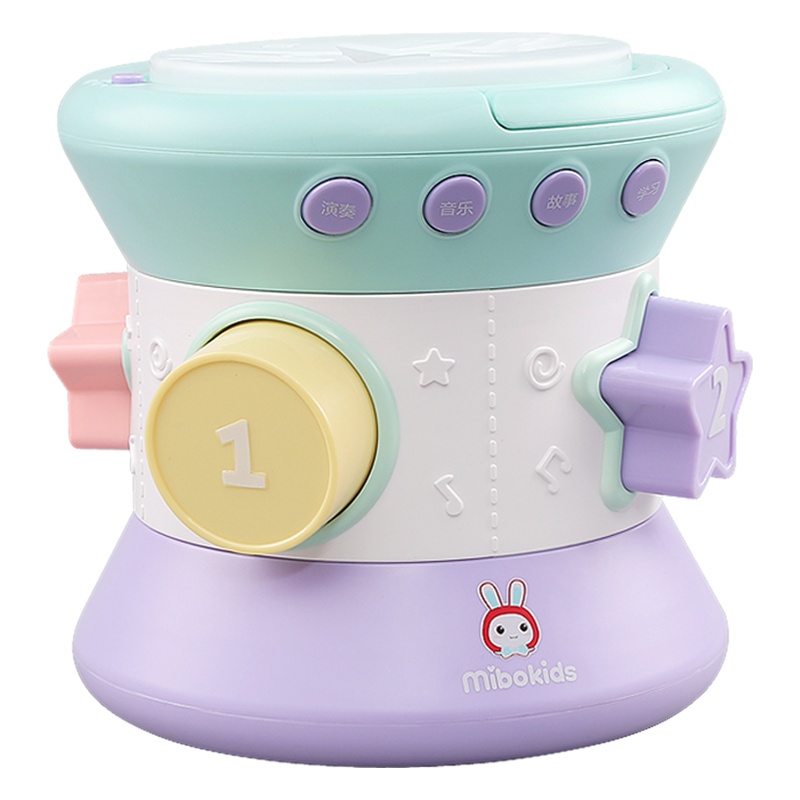米宝兔,mibokids拍拍鼓音乐鼓婴儿早教益智玩具婴儿玩具宝宝3-6-12个月音乐手拍鼓多种玩法
