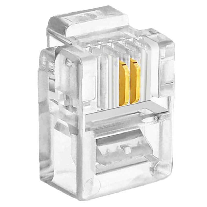ABLEMEN 电话水晶头 6P2C 2芯电话线接头 RJ11电话线水晶头 100个