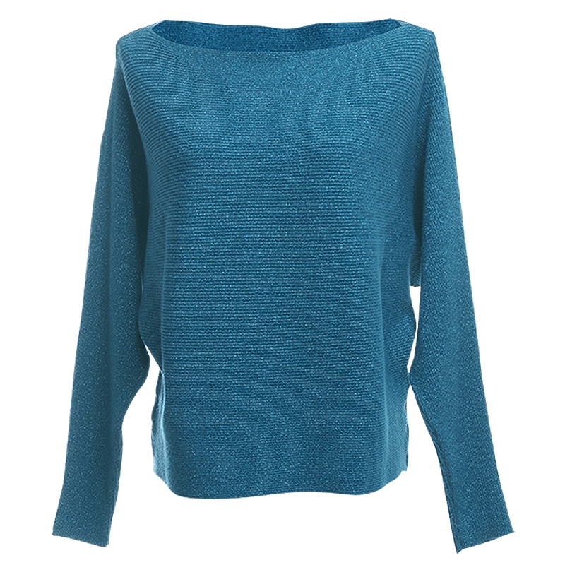 欧昵雪一字领宽松蝙蝠袖针织衫女套头显瘦毛衣