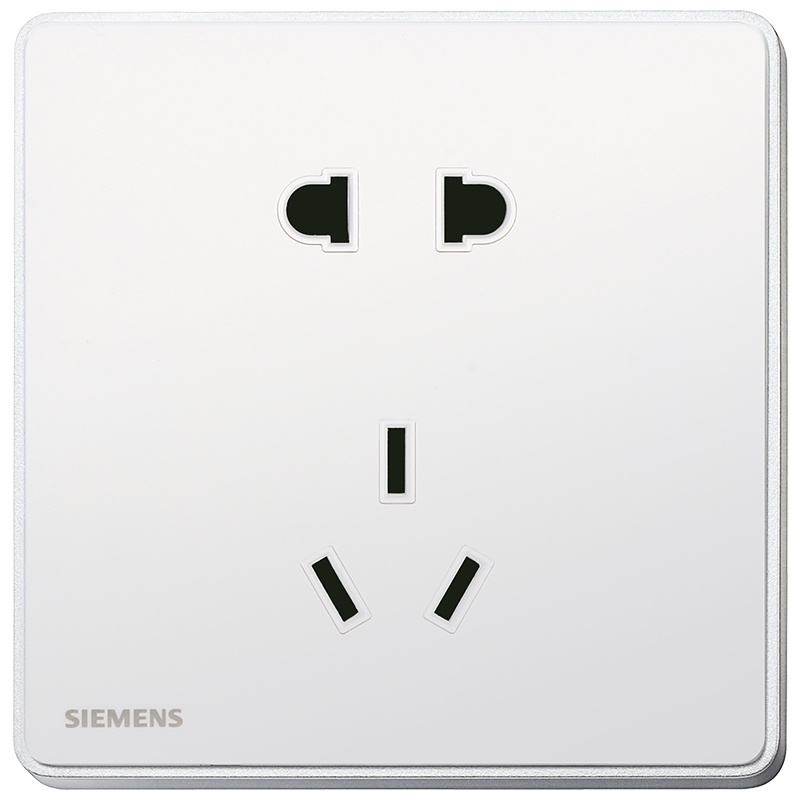 西门子(SIEMENS)开关电源插座面板86型睿致象牙白银边框五孔USB一开带16A空调插