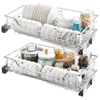 抽拉式碗架盘实用凉碗橱柜大拉篮内置滤开子盘子厨房收厨房下安心抵