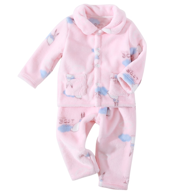 南极人儿童睡衣厚款家居服宝宝秋冬保暖内衣女童法兰绒睡衣睡裤