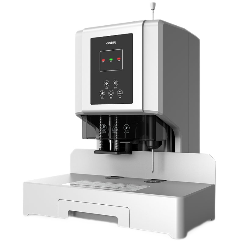 得力(deli) 全自动财务凭证装订机电动打孔 装订器 热熔会计档案凭证 60mm装订厚度+激光定位+语音-14666