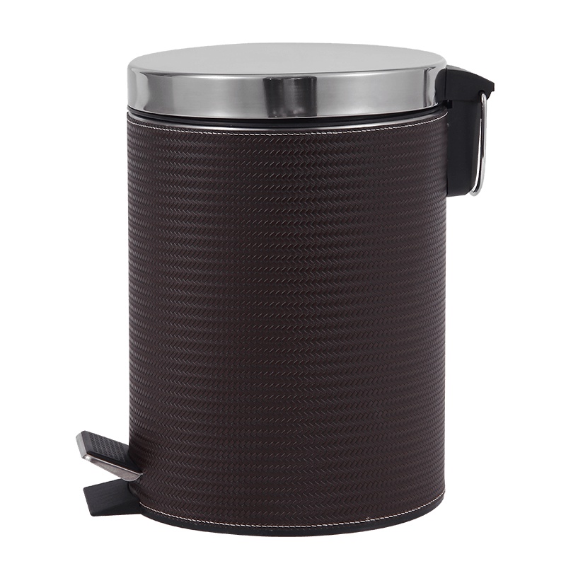 欧润哲 8升编织皮静音垃圾桶 101118 大号家用创意翻盖脚踏式收纳桶酒店办公室清洁桶