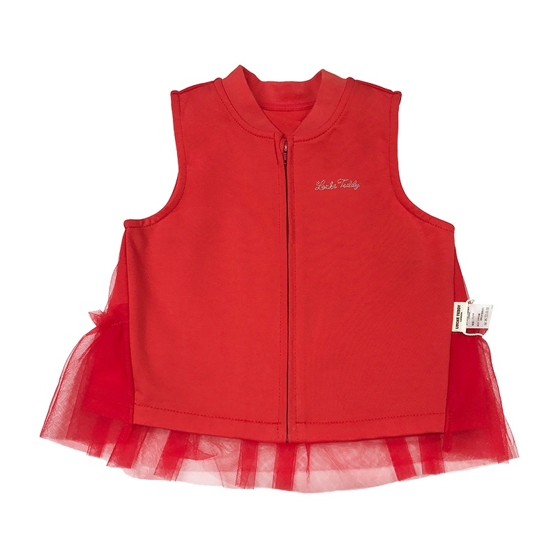 洛克泰迪女童马甲春秋儿童背心新款网纱拼接洋气