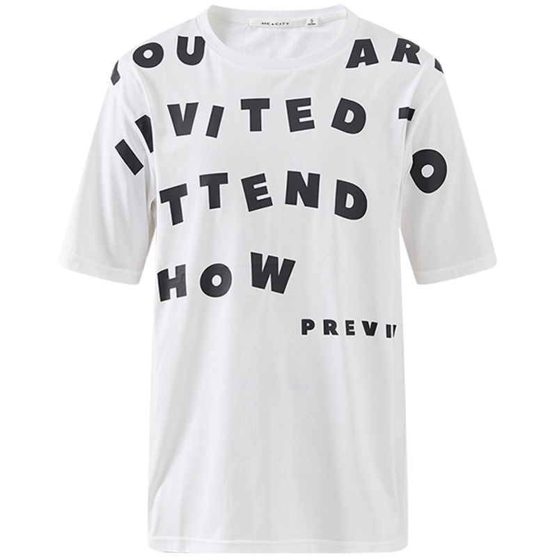 [2件2折价:52]MECITY男装夏季新款纯棉潮流韩版轻薄字母印花短袖T恤男