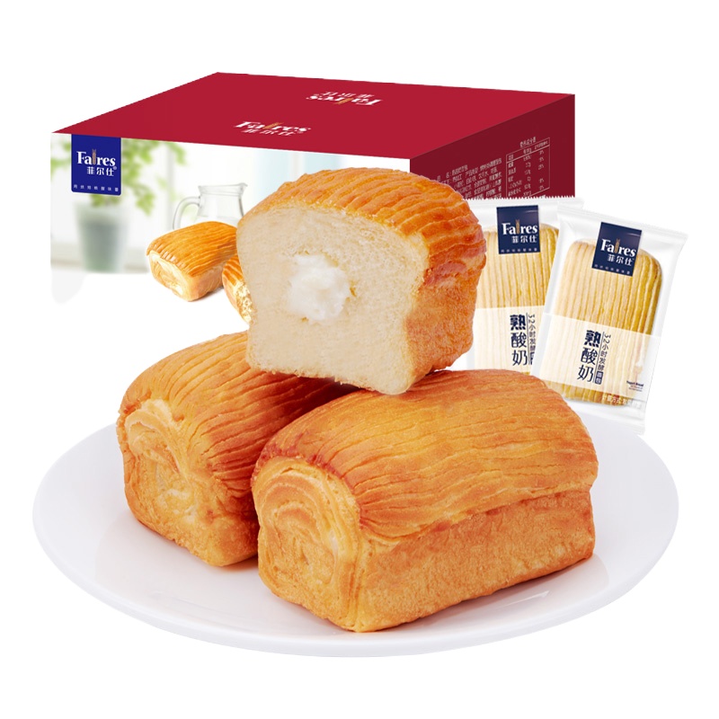 菲尔仕 熟酸奶面包2kg整箱营养早餐口袋手撕面包网红零食品糕点心