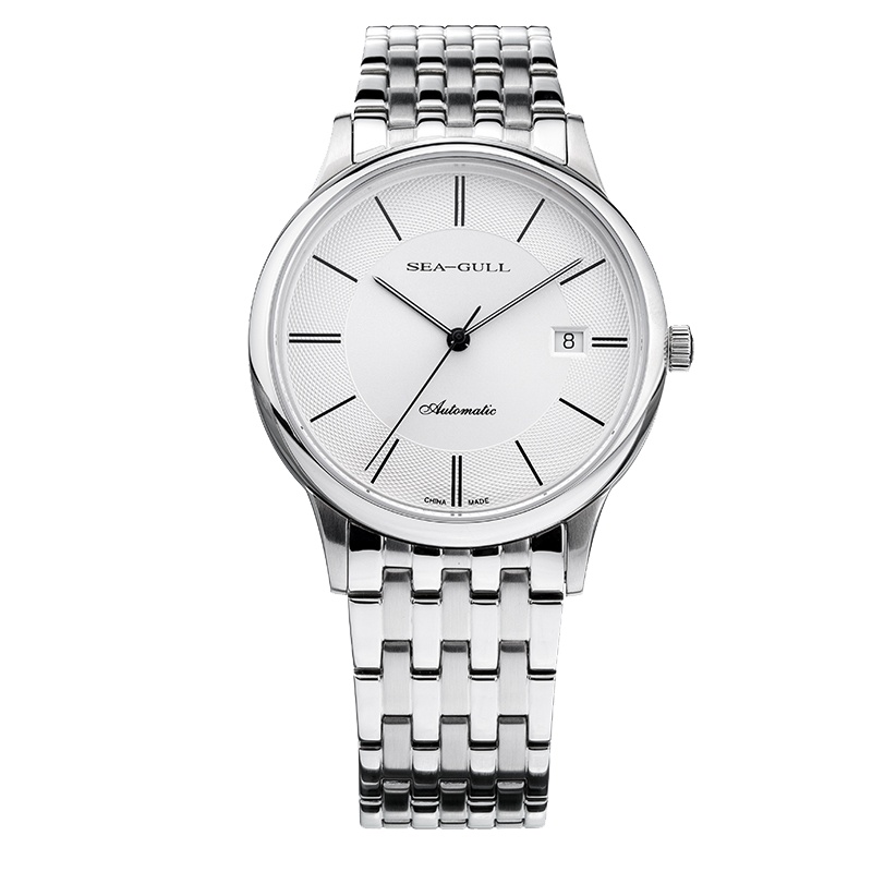 海鸥表(SEAGULL)海鸥手表男士商务自动机械表男款钢带防水男表816.364 白盘黑针条棍钢带