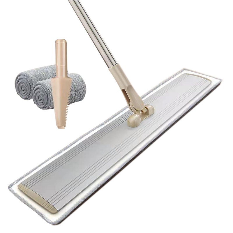 谐晟 铝板平板拖把旋转木地板瓷砖地懒人大拖布尘推平拖 超长款2.1米[60cm共2块布+刮刀]