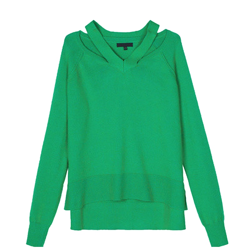 【专柜同款】套头毛衣女士v领内搭冬季宽松打底上衣慵懒风长袖针织衫外套3T084019