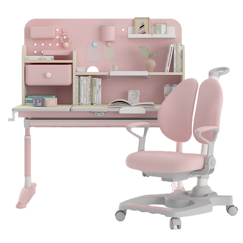 黑白调儿童学习桌 小学生书桌可升降实木课桌家用学生写字桌椅套装