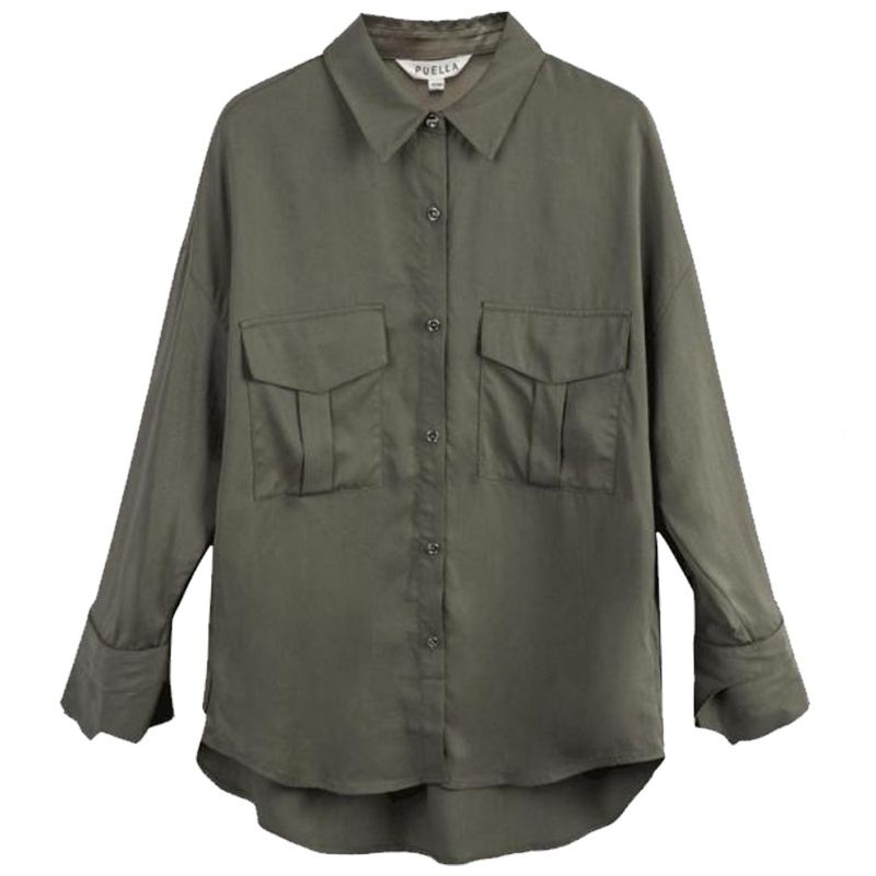 【热卖】中长款衬衣女设计感小众韩版上衣洋气宽松显瘦薄款复古港味衬衫女20011649