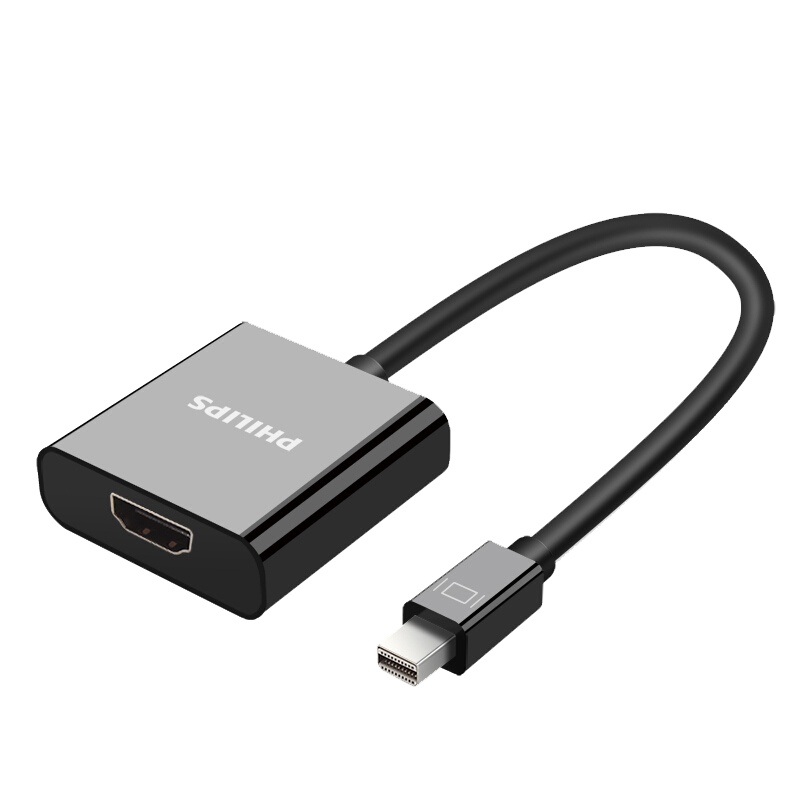 飞利浦(PHILIPS)Mini DP转HDMI转换器 高清视频转接头 苹果雷电接口笔记本投影仪连接线显示器 黑