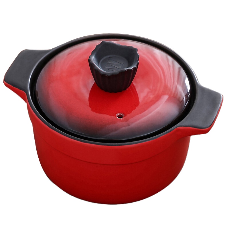 [唯都]陶瓷锅W-JD4000 红色经典多用途厨具(深)陶瓷汤锅炖煮4L