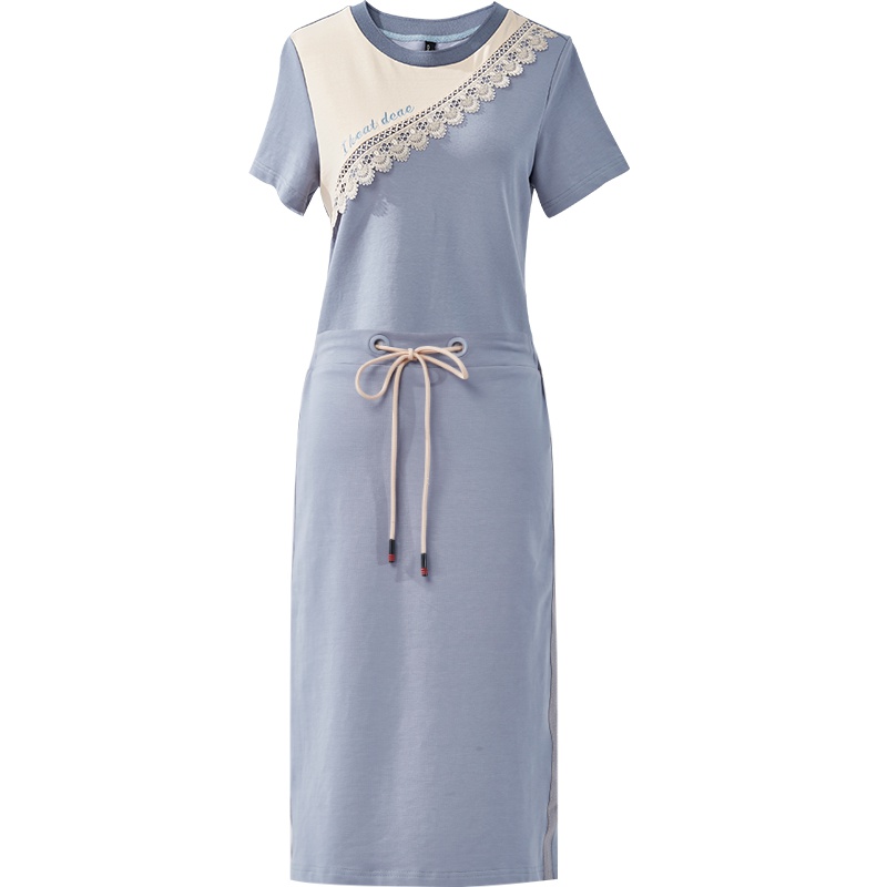 欧昵雪夏季圆领短袖T恤+运动半身裙休闲时尚套装两件套女