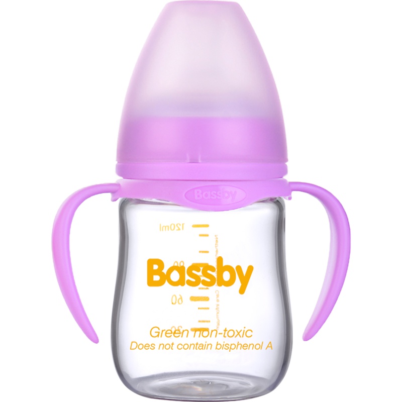 荷兰贝斯比Bassby婴儿高硼硅晶钻玻璃耐高温不含双酚A宽口异形新生儿奶瓶120ml