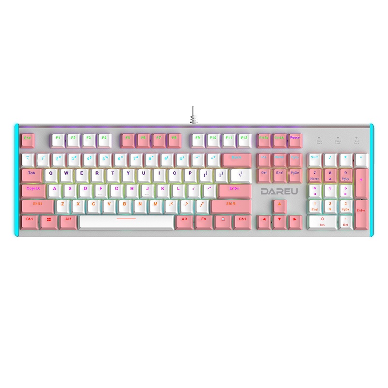 达尔优牧马人机械键盘游戏键盘有线笔记本台式电脑通用吃鸡游戏青轴黑轴104键金属电竞家用