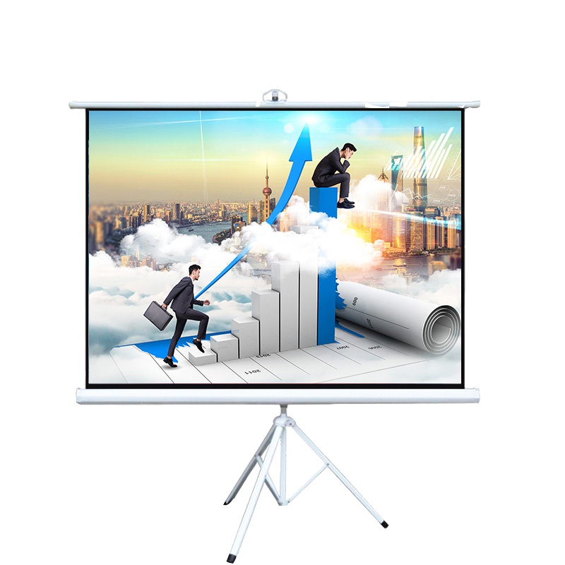 得力 支架幕布60寸 家用移动便携式投影仪幕布 简易落地高清投影机幕布屏幕