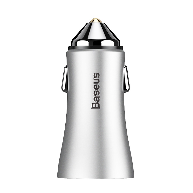 倍思车载充电器 智能车充国产双USB车充 一拖二点烟器车用手机充电器12W2.4A一分二带USB车载配件CCALL-DZ