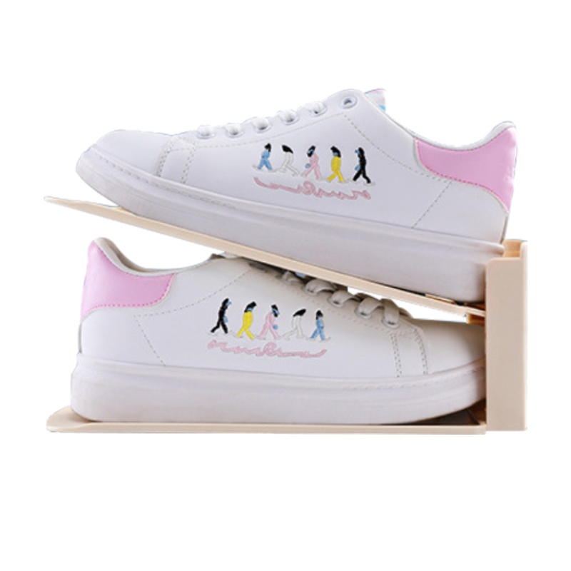 壹志[加厚防滑]双层鞋子收纳架 家用鞋架整理架可调节简约抗压塑料鞋托 宿舍寝室鞋柜收纳神器拖鞋架收纳盒简约