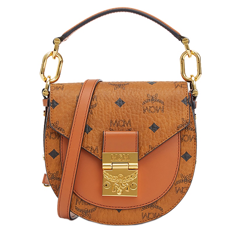 MCM2020经典印花单肩斜挎邮差包时尚logo标网红款奢侈品马鞍包小猪包_mini小号明星同款