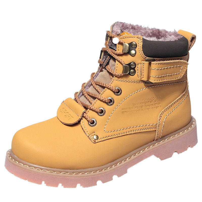 绛天大黄靴男女冬季潮鞋英伦风踢不烂复古鞋抗寒加绒保暖大头鞋军迷靴子