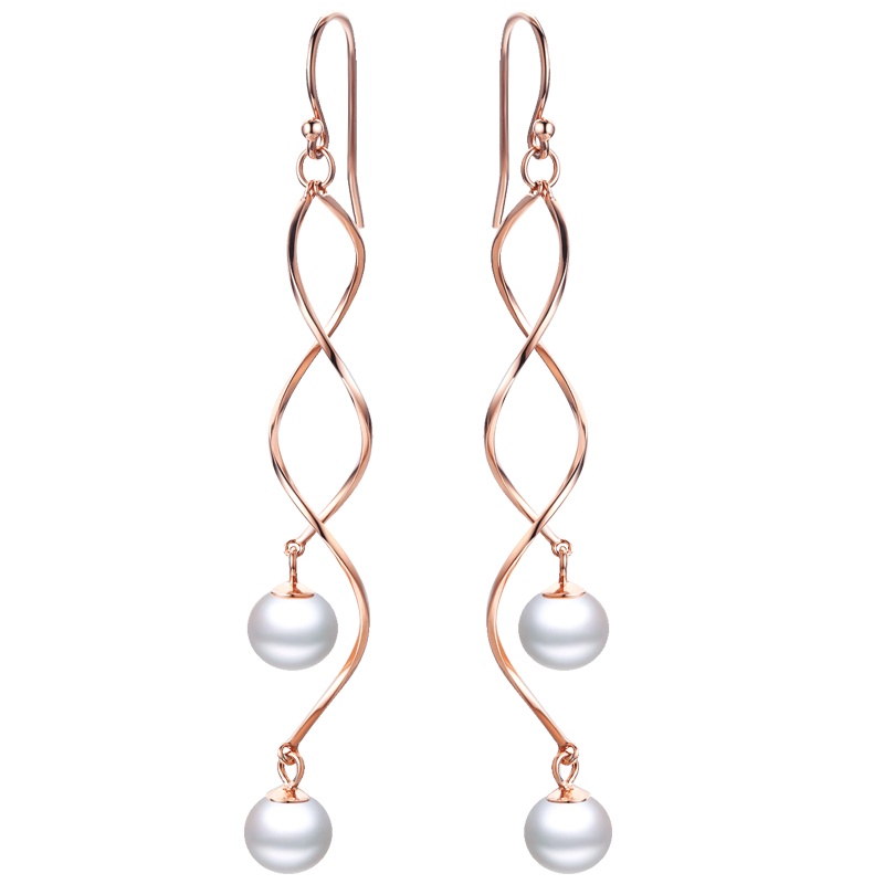 佰色传情淡水真珍珠耳环女新款潮纯银耳钉长款气质银耳饰耳坠