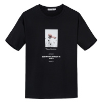 与狼共舞短袖T恤男2019夏季新款潮流男装印花圆领宽松男士上衣