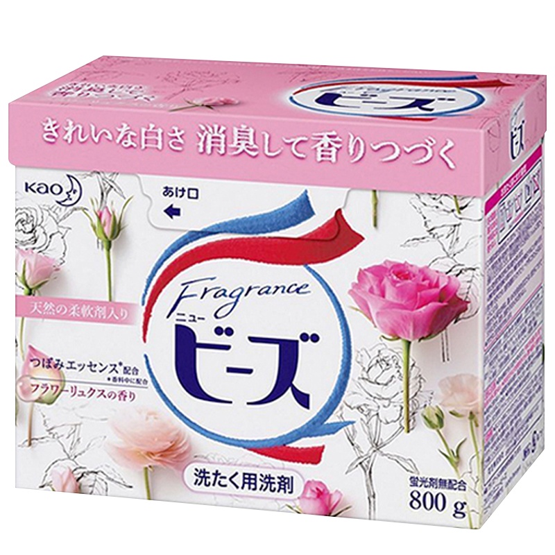 [石原里美爱用]花王(KAO) 日本进口 天然柔顺剂洗衣粉通用 玫瑰果香 0.8kg