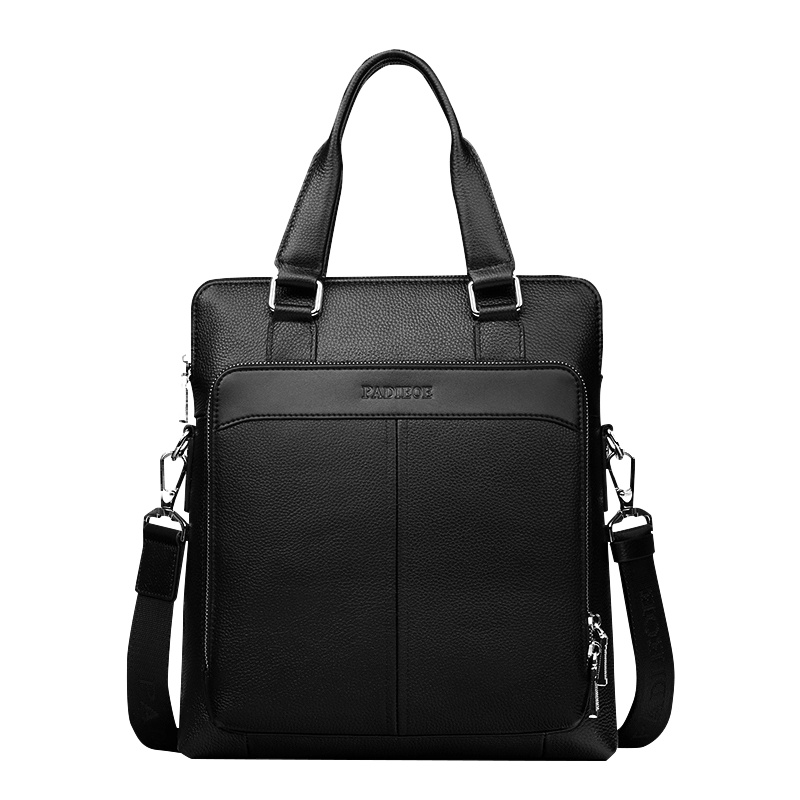 【顺丰配送】padieoe男士手提包商务男包单肩包真皮斜挎包竖款韩版牛皮包包潮