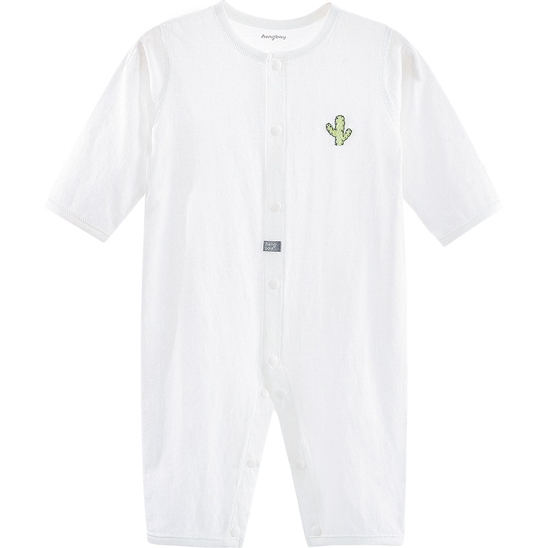 Aengbay 宝宝空调服长袖无骨透气睡衣婴儿夏装薄款新生儿连体衣棉