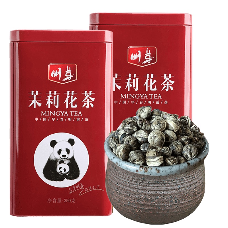 明芽茉莉花茶浓香型散装特级花茶茶叶四川绿茶罐装龙珠250g*2