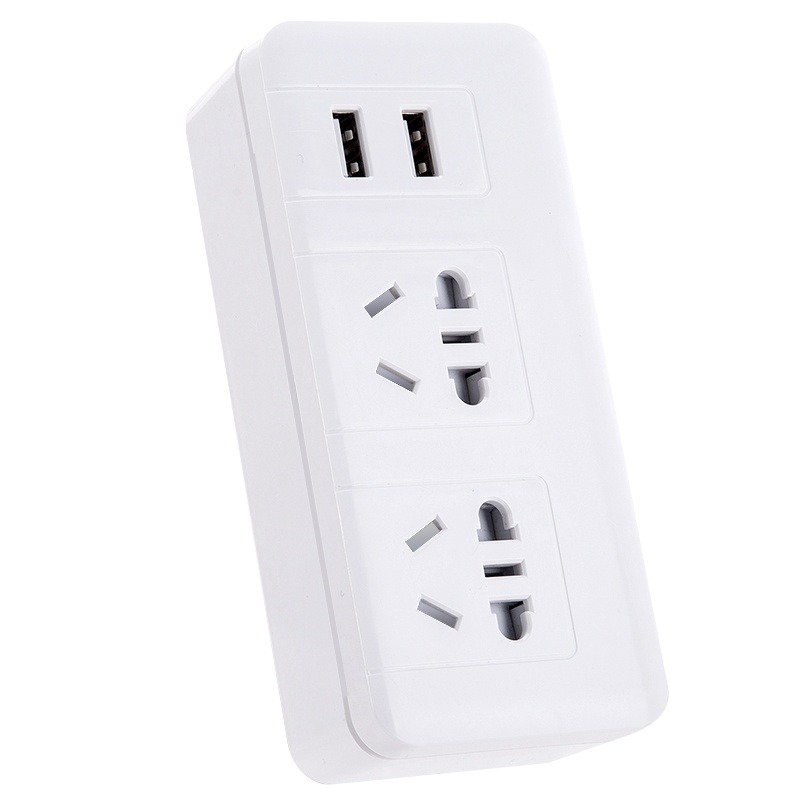 得力(deli)18301新国标转换插头总控开关带USB插座1转4插座插排电源转换器2组合孔+2USB无线转换